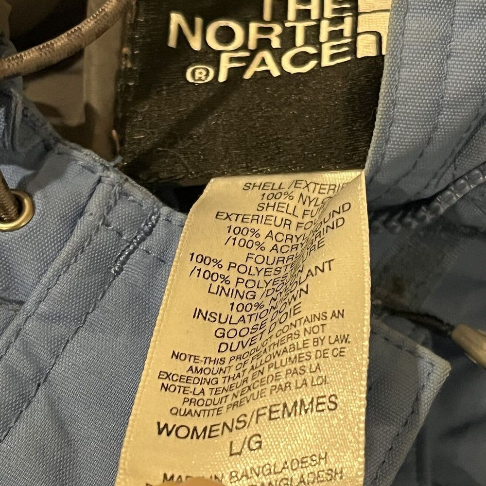 The‎ North Face Belted 550 Womens Large Jacket Coat Goose Down Puffer Blue - Picture 12 of 13